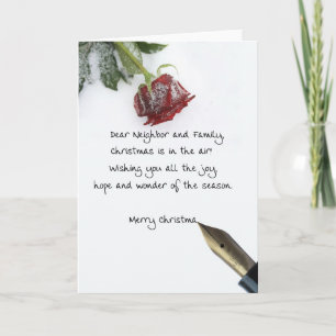 Tarjeta Festiva Carta de Neigbor y navidades familiares sobre la n