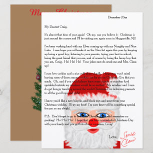 Tarjeta Festiva Carta de Papá Noel Carta Personalizada