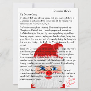 Tarjeta Festiva Carta de Papá Noel Carta Personalizada