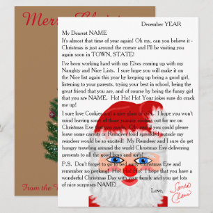Tarjeta Festiva Carta de Papá Noel Carta Personalizada