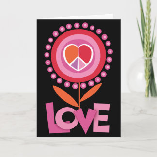 Tarjeta Festiva CARTA de saludo de la flor PEACE LOVE