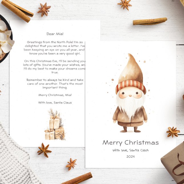 Tarjeta Festiva Carta de Santa al bebé Cute Beige Boho (Subido por el creador)