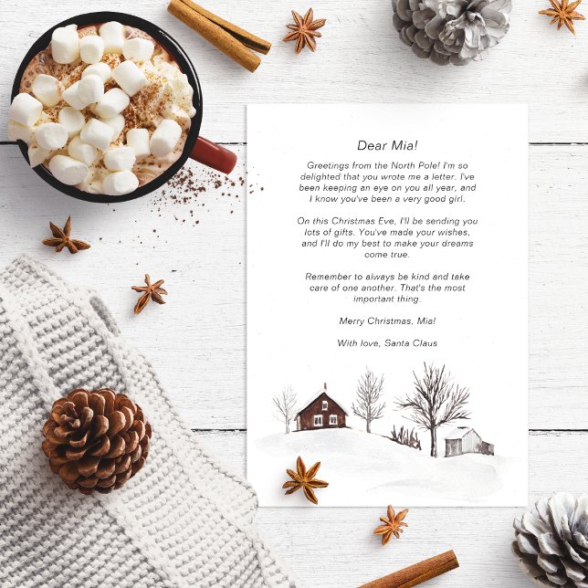 Tarjeta Festiva Carta de Santa al bebé invierno monocromo (Subido por el creador)
