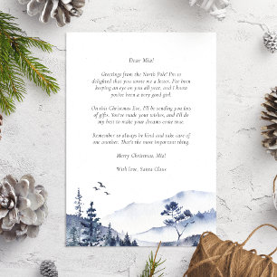 Tarjeta Festiva Carta de Santa al bebé Navidades Azules Invierno