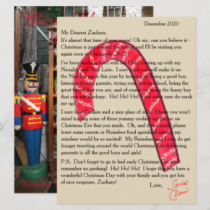 Tarjeta Festiva Carta de Santa Cascanueces de Caramelo de Caña