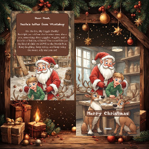 Tarjeta Festiva Carta de Santa Claus para niños desde el taller de