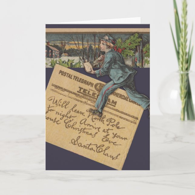 Tarjeta Festiva Carta de Santa Navidades de época (Anverso)