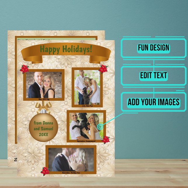 Tarjeta Festiva Carta de vacaciones con foto - Ramas de abeto (Please enjoy our holiday letter.)