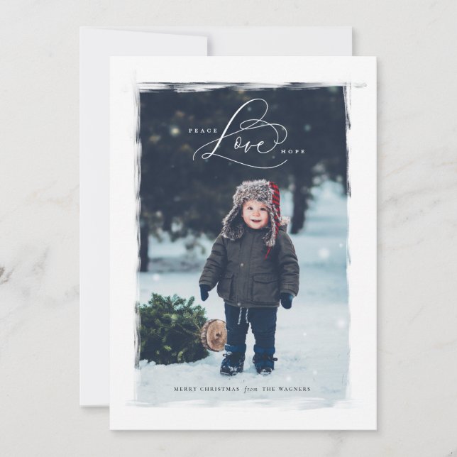 Tarjeta Festiva Carta de vacaciones de Peace Love Hope Family (Anverso)