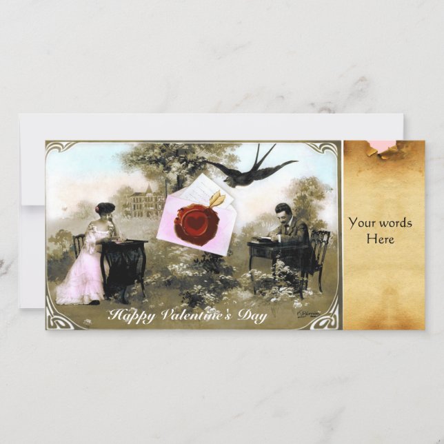 TARJETA FESTIVA CARTA DE VALENTINA ROMÁNTICA, PARCHE DE SELLO DE C (Anverso)