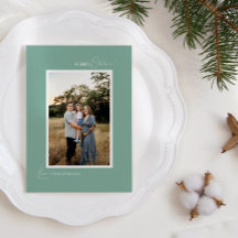 Carta Minimalista Retro Verde Boho y foto