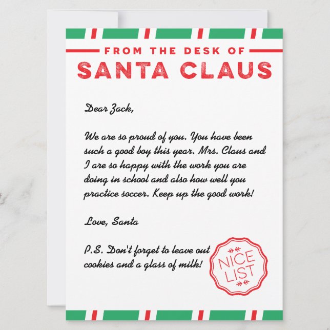 Tarjeta Festiva Carta navideña de Santa María (Anverso)