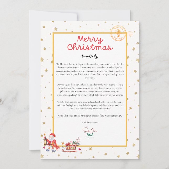 Tarjeta Festiva Carta personalizada de Navidades Santa (Anverso)