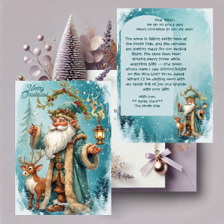 Tarjeta Festiva Carta personalizada de Santa de Reno de Polo Norte
