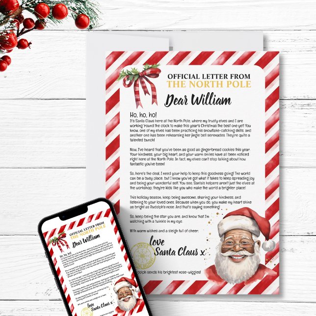 Tarjeta Festiva Carta Personalizada Y Jugativa De Niza A Santa Fun (Playful Personalized Nice Kid Letter To Santa Fun Holiday festive north pole positive encouragement)