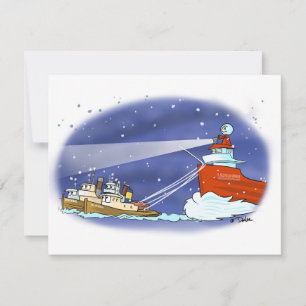 Tarjeta Festiva carta plana de carguero Kris Kringle