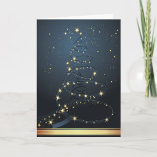 Tarjeta Festiva Carta resumida de Navidades modernos azules de árb