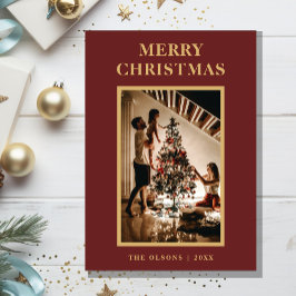 Tarjeta Festiva Carta roja y foto de los Navidades clásicos minima