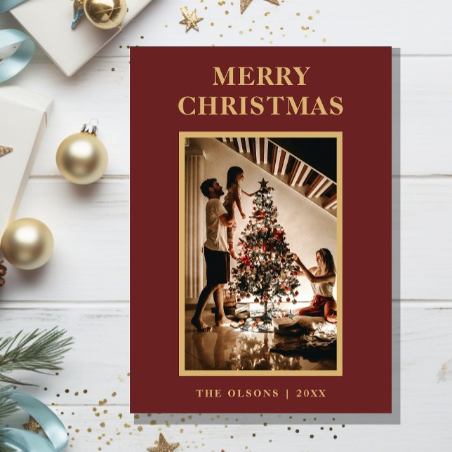 Tarjeta Festiva Carta roja y foto de los Navidades clásicos minima (Subido por el creador)