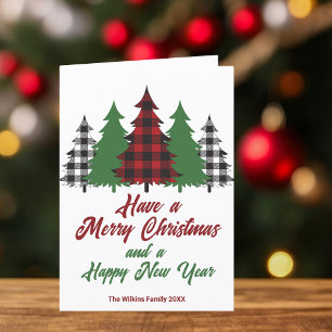 Tarjeta Festiva Carta rusa de Navidades de árboles de plástico ver