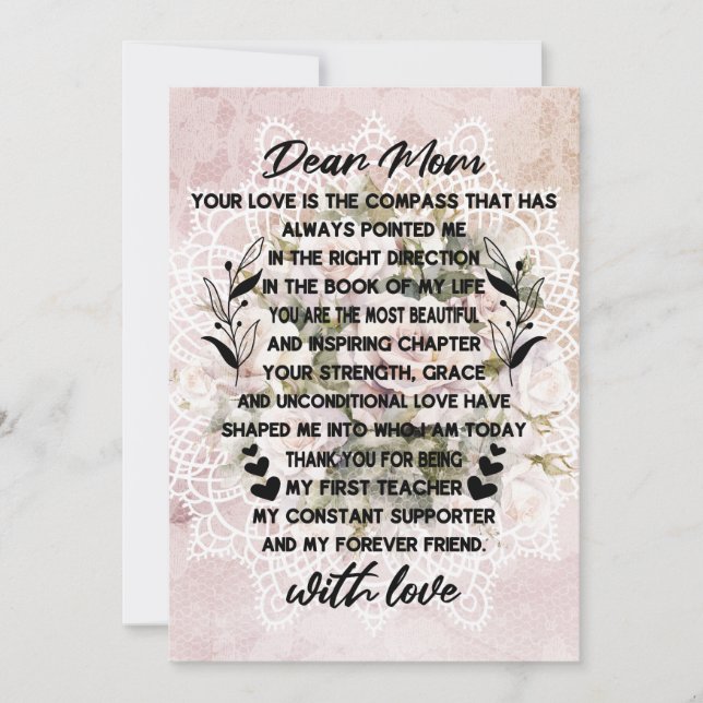 Tarjeta Festiva Carta sincera a mamá (Anverso)