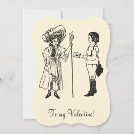 Tarjeta Festiva Carta vintage eduardiana de San Valentín chica cre