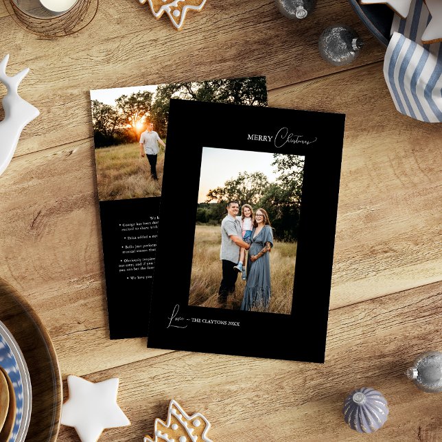 Tarjeta Festiva Carta y foto de Navidades modernos simples negros (Subido por el creador)