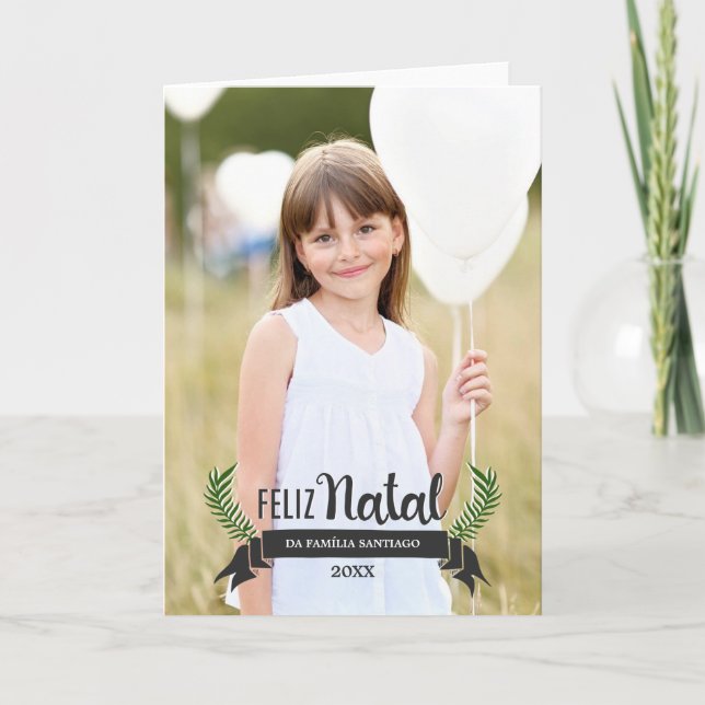 Tarjeta Festiva Cartão de Natal Elegante (Anverso)