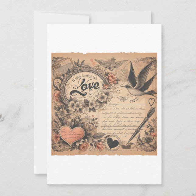 Tarjeta Festiva 🖋️ ❤️ Cartas De Amor Sin Tiempo 📜 💘 (Anverso)