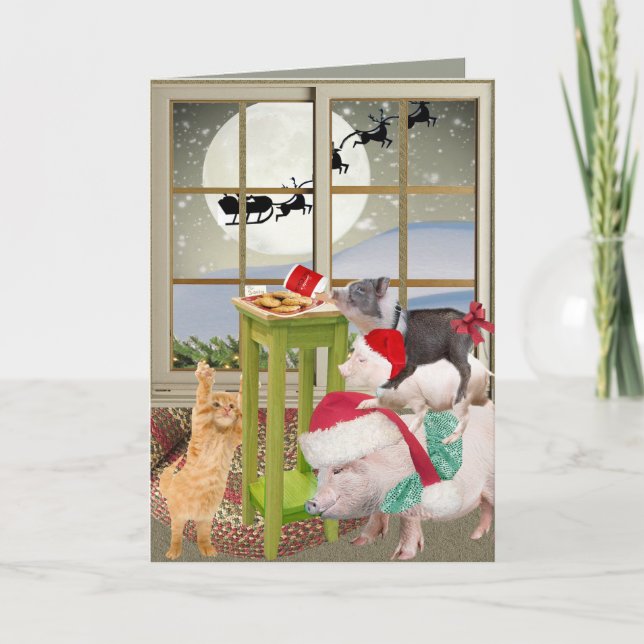 Tarjeta Festiva Cartas de deseo para Navidades de cerdo Belly de c (Anverso)