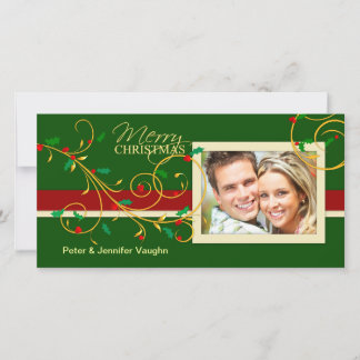 Tarjeta Festiva Cartas de fotos de feriado navideño de Feliz