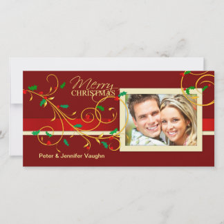 Tarjeta Festiva Cartas de fotos de feriado navideño de Feliz
