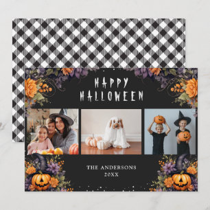 Tarjeta Festiva Cartas de Halloween de fotos de búfalo con calabaz