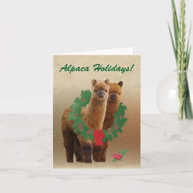 Tarjeta Festiva Cartas de los Navidades de Alpaca (Anverso)
