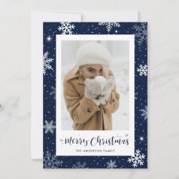 Tarjeta Festiva Cartas de los Navidades de fotos de Burlap azul, u