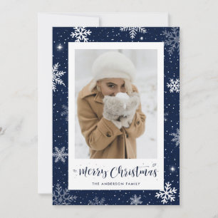 Tarjeta Festiva Cartas de los Navidades de fotos de Burlap azul, u