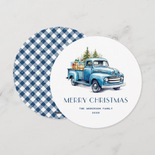 Tarjeta Festiva Cartas de los Navidades del Rustic Blue Truck Ging