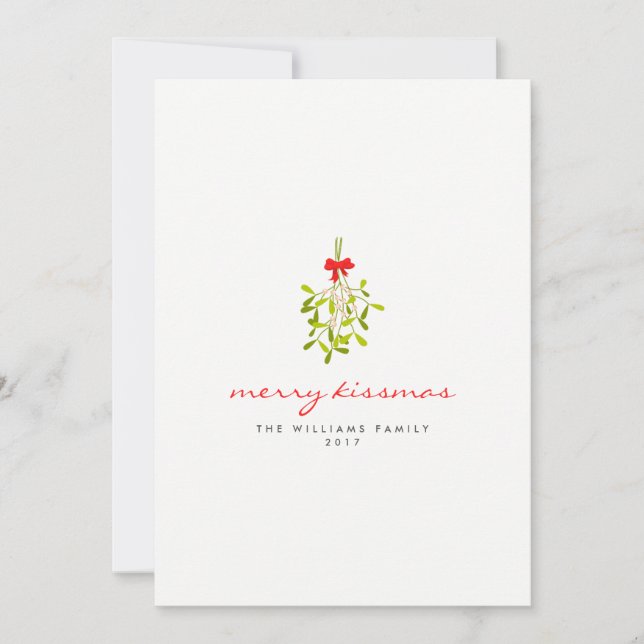 Tarjeta Festiva Cartas de los Navidades Merry Kissmas Mistletoe (Anverso)