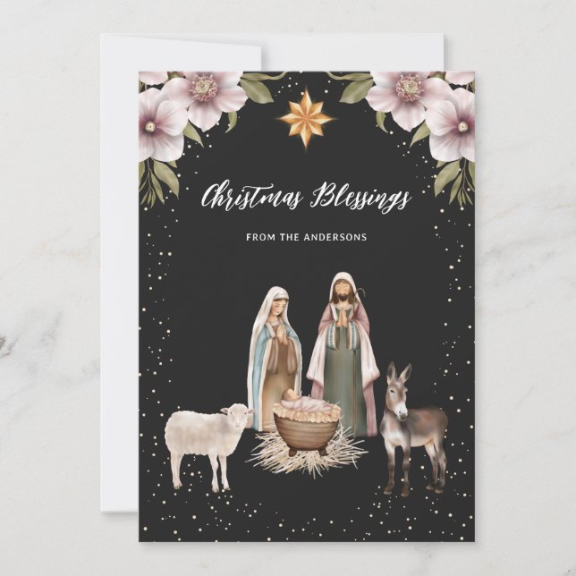 Tarjeta Festiva Cartas de Navidades cristianos de Jesús Natividad  (Anverso)