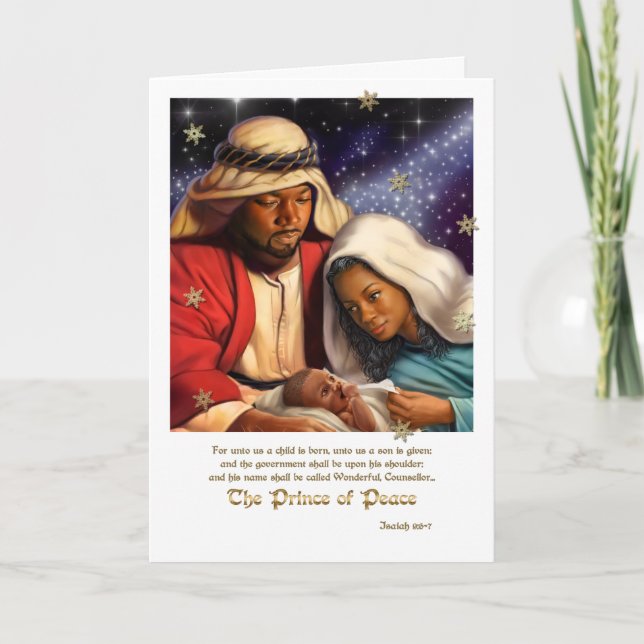 Tarjeta Festiva Cartas de Navidades de arte de la natividad afroam (Anverso)