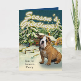 Tarjeta Festiva Cartas de Navidades de cabinas de nieve en Bulldog