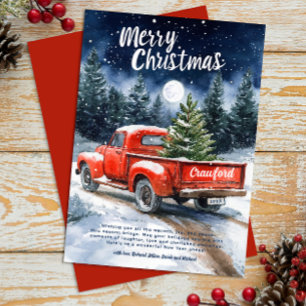 Tarjeta Festiva Cartas de Navidades de camionetas rojas antiguas