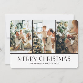 Tarjeta Festiva Cartas de Navidades de Collage de fotos Khaki Buff