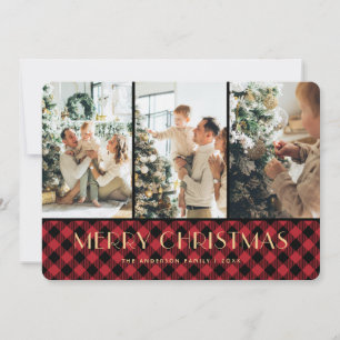 Tarjeta Festiva Cartas de Navidades de Collage de fotos rojos con