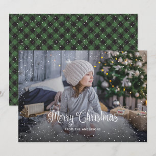 Tarjeta Festiva Cartas de Navidades de foto de bola verde de nieve