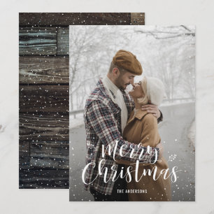 Tarjeta Festiva Cartas de Navidades de fotografía con nieve en man