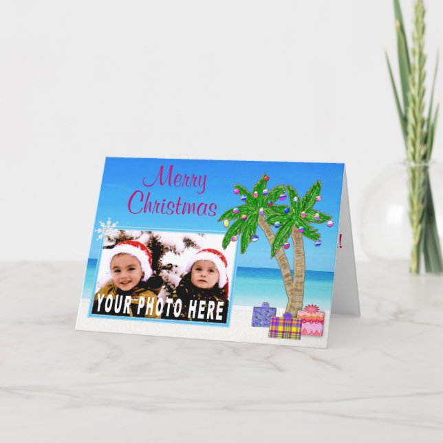 Tarjeta Festiva Cartas de Navidades de fotografía con temas de pla (Anverso)