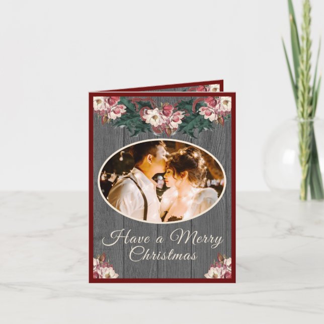 Tarjeta Festiva Cartas de Navidades de fotografía de parejas rusas (Anverso)