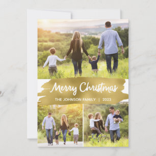 Tarjeta Festiva Cartas de Navidades de fotografía tres imágenes, R