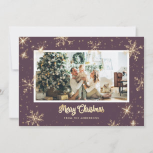 Tarjeta Festiva Cartas de Navidades de fotografías moradas en espá